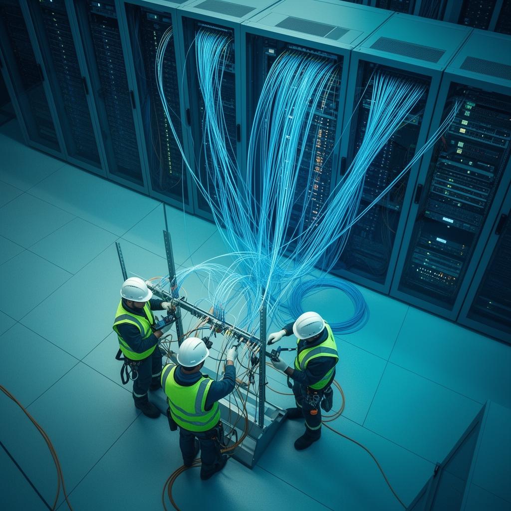 Infra Solution technician performing precision fiber splicing